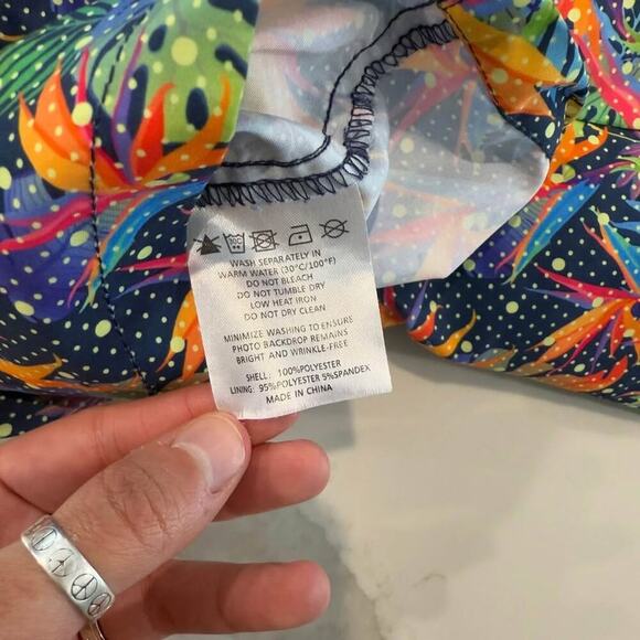 Happy Hour Blue Nylon Leaf Print Drawstring Swim Trunk Board Shorts Men’s Large - Picture 7 of 7